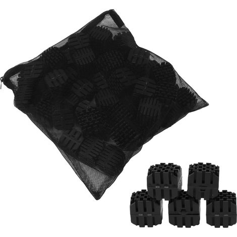 50 Pièces Bio Balles Média Filtrant en Vrac avec Sac Filet pour Bassin Extérieur Aquarium Filtre Carré (1/5)