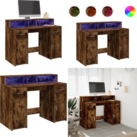 vidaXL LED-Schreibtisch Räuchereiche 120x55x91 cm Holzwerkstoff (1/5)