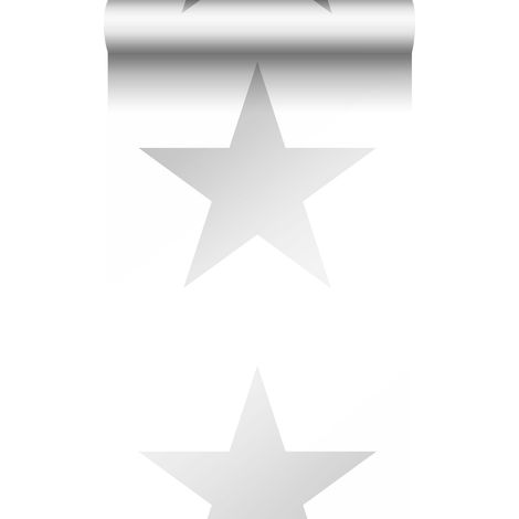 papier peint grande étoile blanc mat et gris argent brillant  - Origin Wallcoverings (1/5)