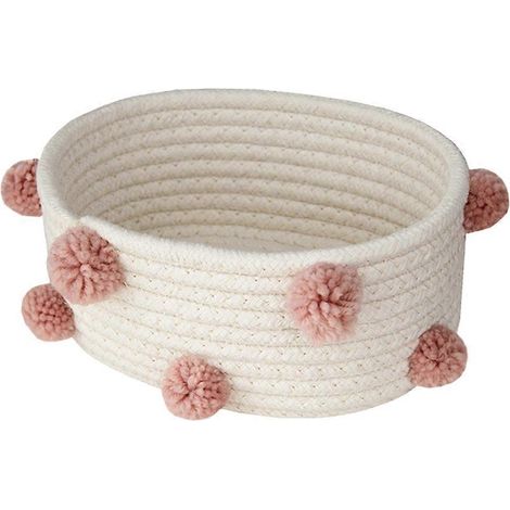 Panier de rangement tressé, porte-accessoires cosmétiques, contenant tressé en coton-20X15CM-Pink (1/2)