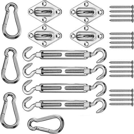 M5 Kit de Fixation Voile d'ombrage, Pare-Soleil carré et rectangulaire Murale et poteaux,Solide résiste Vent Violent, 28 pièces (1/5)