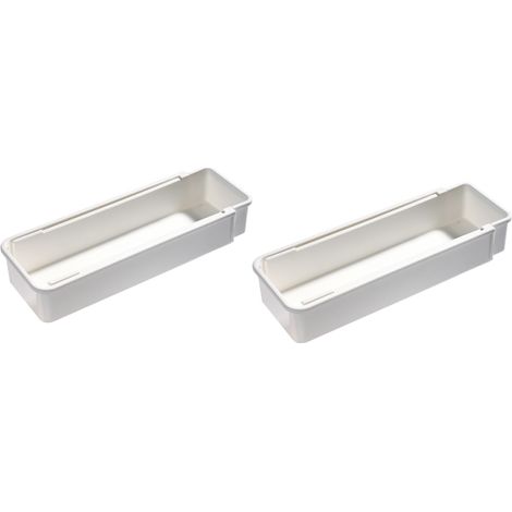 Sollbry Juego de 2 organizadores de cajones, caja de almacenamiento de plástico para cocina y oficina, organizador expandible para cubiertos, maquillaje y otros artículos pequeños, color blanco (1/5)
