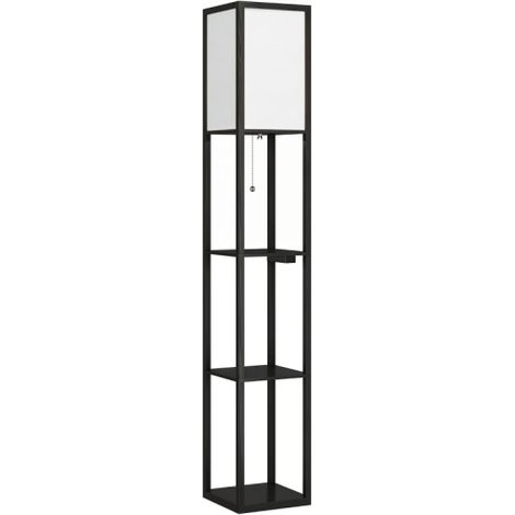 Lampada da terra a LED con ripiani, dimmerabile, interruttore a catena e portalampade, nera. Disponibile in loco. (1/5)