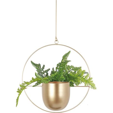 Maceta Colgante De Metal MINKUROW, Para Plantas De Interior, Para Exteriores, Patio, Balcón, Plantas De Interior, Suculentas, Plantas De Aire (Redondo Dorado) (1/5)