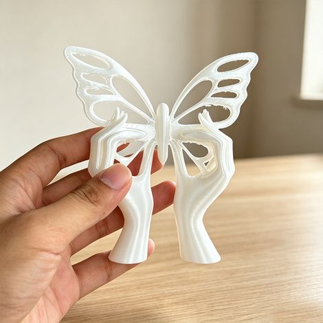 Neue minimalistische Schmetterlingsskulptur aus dem 3D-Druckverfahren mit zwei nach oben gerichteten Händen – ein praktisches Weihnachtsgeschenk für Männer und Frauen. (1/4)