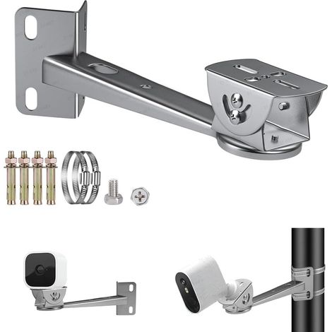 Staffa di montaggio in acciaio inox per asta angolare di telecamera di sicurezza, con braccio estensibile, per sistemi di videosorveglianza compatibile con telecamere IP CCTV (telecamera non inclusa).