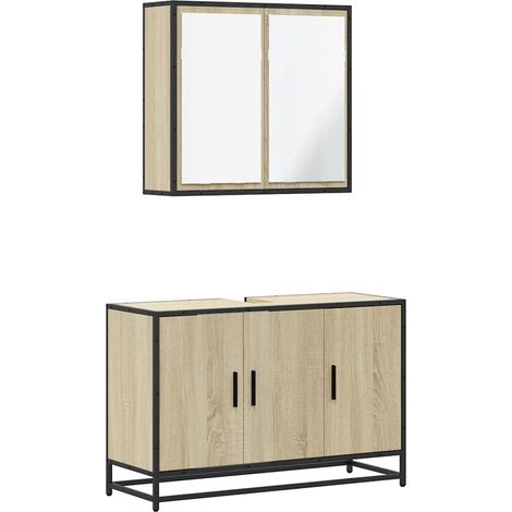 Maison Exclusive - 2-tlg. Badmöbel-Set Sonoma-Eiche Holzwerkstoff