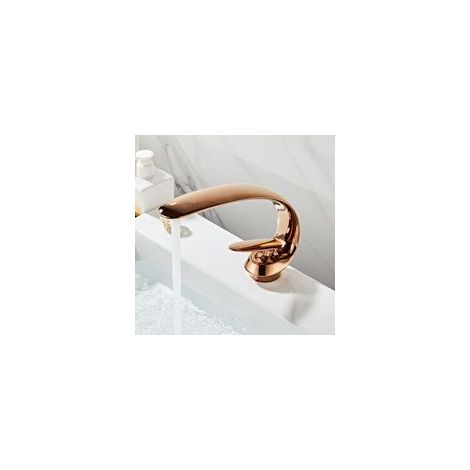 Robinets de lavabo en laiton, mitigeurs monotrou, robinets de lavabo design, o rose-Crezuo