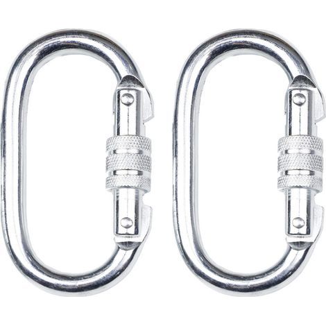 Karabiner – Edelstahl – Schraubverschluss – 25 kN Bruchlast – Zum Klettern und sicheren Verankern – 2er-Pack (1/5)