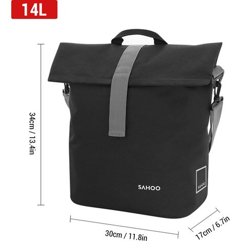 Sac de siège arrière de vélo 14L, grande capacité, porte-vélo, sacoche à bandoulière pour les déplacements à vélo (1/5)