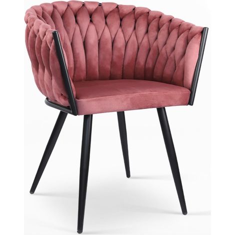 Poltrona sedia velluto design con braccioli cucina soggiorno Chantilly - Rosa