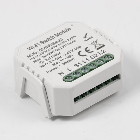 Module Double Interrupteur Wifi Blanc - SILAMP (1/2)