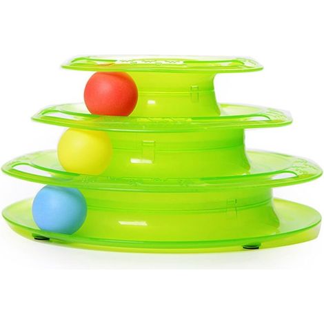 Drei Schichten Katzenspielzeug Haustierspielzeug Intelligenzspiel Crazy Ball Board Katzenspielzeug Geschenk (Grün) (1/5)