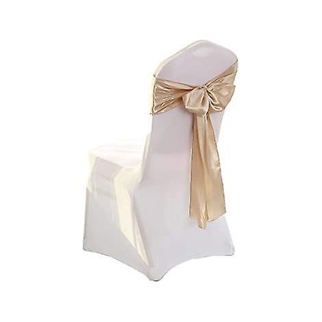 (champagne) One Lot De 1 Charpes De Chaise En Organza Satin Avec Nud Papillon Doux Et Soyeux, Ruban Plus Large Pour Couverture De Chaise, Mariage, (1/4)
