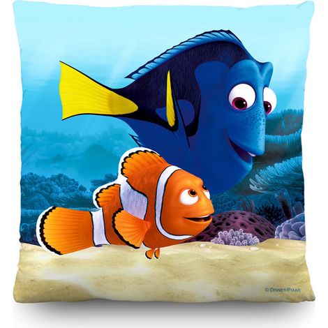 Coussin décoratif Le monde de Nemo 40x40 cm – 100 % polyester – Motif Nemo et Dory – Pour chambre d'enfants – Ag Art (1/3)