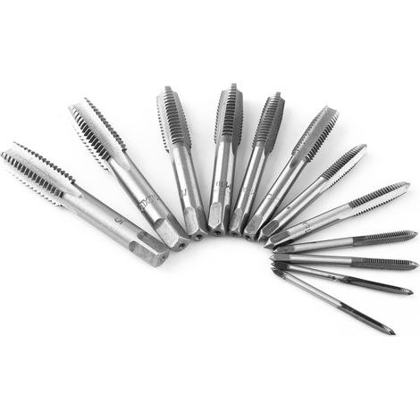 12pcs Screw Thread Hand Tap Set Straight Flutes M3/M4/M6/M8/M10/M12