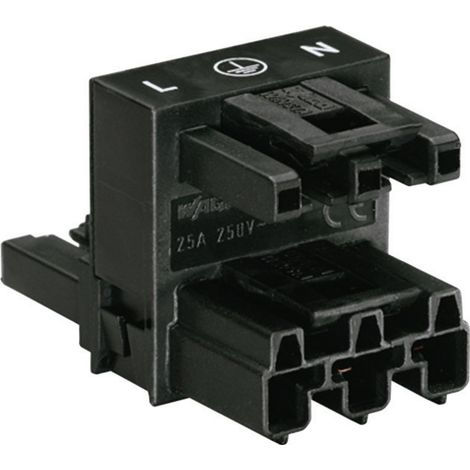 WAGO Netz-H-Verteiler Netz-Stecker, Netz-Buchse - Netz-Buchse Gesamtpolzahl: 2 + PE Schwarz 1 St.
