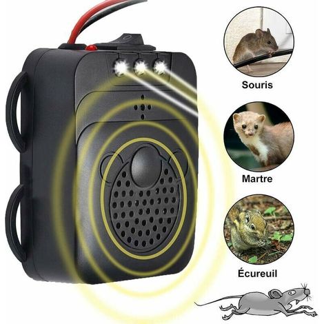 1PC Répulsif Ultrason Pour Voiture, électronique Dissuasion Répulsif Anti-Fouine De Rat Avec Lampes Stroboscopiques à Del Pour Voiture, Grange, Cuisine (1/4)