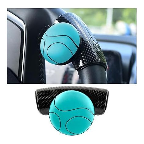 Car Steering Wheel Button, Universal Silicone Steering Wheel Spinner, 360° Rotating Steering Wheel Reminder Button, Suitable for All Cars, Trucks, Semi-Trailers, Boats (Blue) (1/3)