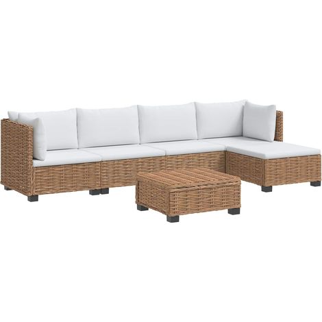 6 Stk. Rattan-Lounge-Set mit Kissen GENDT Naturrattan Natur vidaXL (1/5)