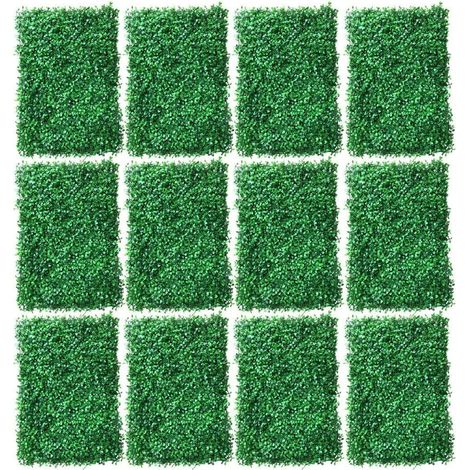 Set di 12 siepi artificiali, decorazione murale, piante, siepe per la privacy, prato, 60 x 40 cm, parete vegetale artificiale, edera, schermo per la privacy, balcone, foglie di anguria (tipo II)