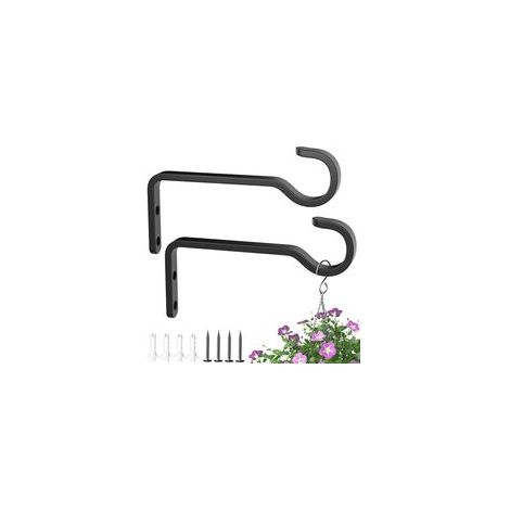 Lot de 2 crochets muraux de 15,2 cm pour suspension de fleurs, support pour plantes suspendues, supports pour plantes en plein air, crochets muraux