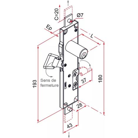 SERRURE CA 3P ACIER EP 10MM CYL14 ELECTROZINGUEE