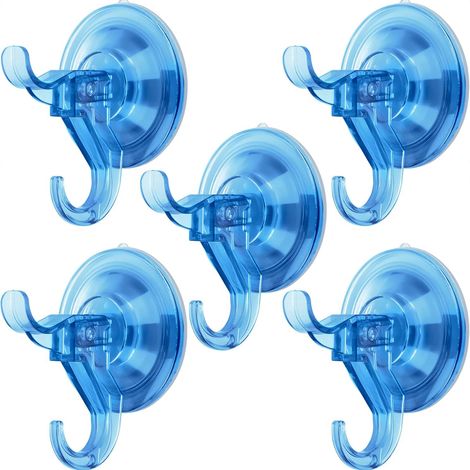 Ganchos transparentes con ventosas desmontables, aptos para baños, cristales, puertas y ventanas (azul, 10 unidades). (1/4)