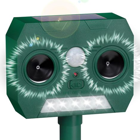 Solar Ultraschall Katzenschreck, Marderschreck, Tiervertreiber Ultraschall, Wasserdicht mit LED-Blitz Ultraschall Marderabwehr zum Garten Hof, Wirksam gegen Katzen, Hunde, Vögel, Ratten, Marder (1/5)