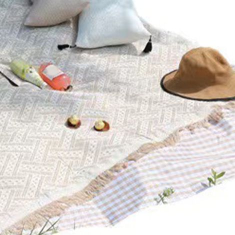 Picknickdecke, Baumwoll-Polyester-Mischgewebe, maschinenwaschbar, Picknickdecke für den Außenbereich, weiß, 180 x 180 cm / 70,9 x 70,9 Zoll. (1/5)