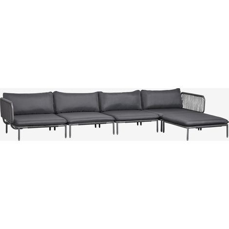 Divano da giardino componibile in 4 pezzi con 2 poltrone angolari e pouf Roubly SKLUM             (1/5)