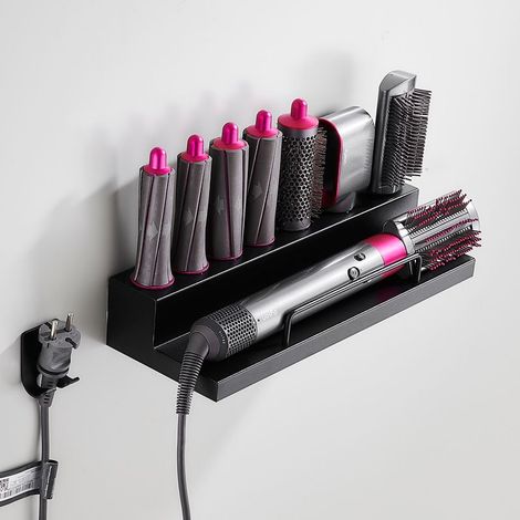 Support mural pour sèche-cheveux Dyson Airwrap Styler fer à boucler et 7 accessoires, kit de rangement mural en acier inoxydable 3813.87CM (1/5)