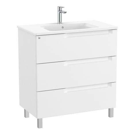 MUEBLE CENTRADO 800MM ALEYDA CON PATAS 3 CAJONES + LAVABO BLANCO MATE