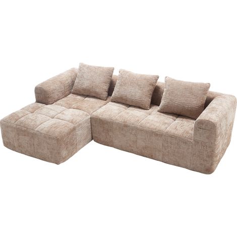 Modernes L-Ecksofa 3-Sitzer aus Chenille in Khaki mit Chaiselongue und 3 Kissen (1/5)