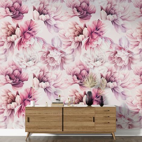 Papier peint motif XL - Motif floral - 4 LÉS de 65x260 cm - Surface L 260 x H 260 cm (1/5)
