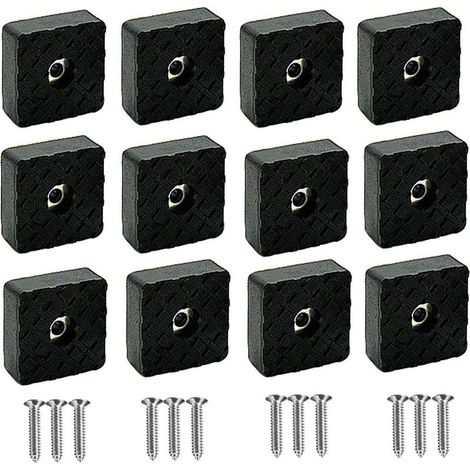 Lot de 16 patins de protection en silicone noir pour pieds de meubles, tampons élastiques en caoutchouc antidérapants pour pieds de meubles et chaises avec vis (30 x 30 x 10 mm) (1/5)