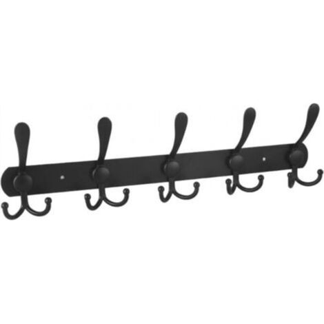 Wall-mounted coat rack – 5 triple hooks, heavy-duty, stainless steel, metal hooks for hanging clothes, hats, towels, and more (1/5)