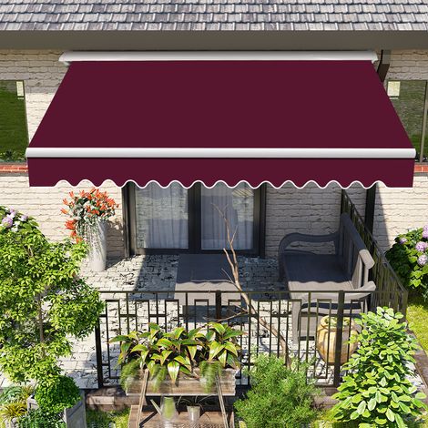 2.5x2M Half Cassette Electric Awning Garden Patio Retractable Sun Shade Canopy Wine Red (1/5)