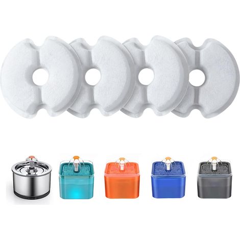 Wasserbrunnenfilter, 4er-Pack, 2 l und 2,5 l / 67 oz und 84 oz Wasserbrunnenfilter, „Cat Flower“-Wasserbrunnen, Filter aus Baumwolle, Aktivkohle und Harz für Katzenwasserbrunnen, mit Dreifachfiltratio (1/5)