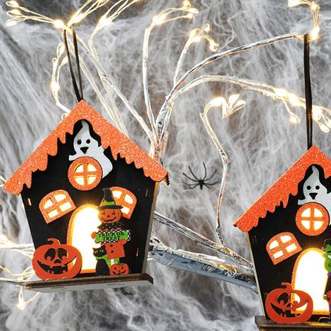 Lanterne citrouille en bois pour Halloween, décorations pour la maison, accessoires d'horreur, jouet pour enfants (1/4)