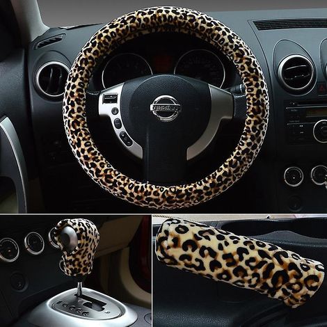 housse De Volant Imprime Lopard Pour Femme, Housses De Volant Lopard Avec Bonus 2pcs Car Cups Coasters,  Car Accessories (1/3)