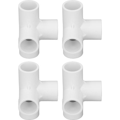 10 Pièces Coude PVC 4 Voies 25mm Blanc pour Montage Meubles et Rangements (1/5)
