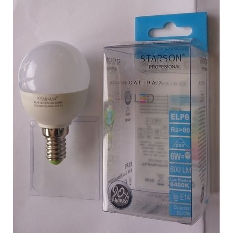 Bombilla led starson e14 6w 600lm  6500K BL FRIO (1/2)