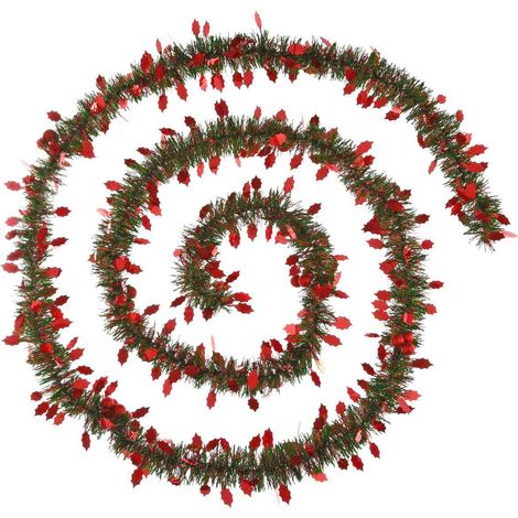 Ghirlanda di agrifoglio rosso 10cmx2,7m 4 pieghe verde - 3 palle - Feeric lights & christmas (1/3)