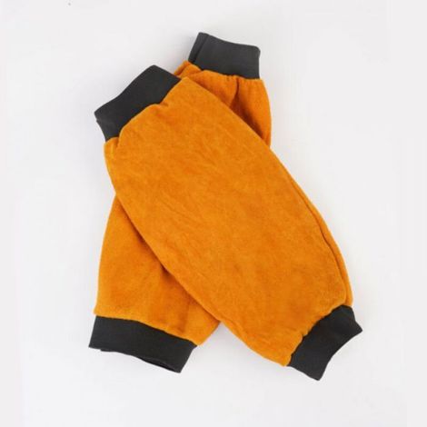 Manchons De Jardinage - Cuir De Vache Mixte - Protection Anti-brûlure Et Anti-projections - Jaune - 170 °C - Lot De 2 (1/3)