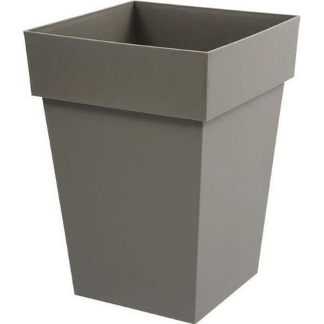 Pot De Fleurs Carré - 39 x 39 x H 53 cm - 51 L - Taupe - Fabriqué En France (1/5)