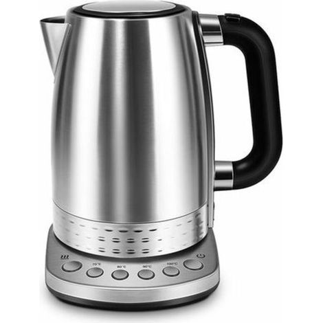 Bouilloire Electrique De 1,7 L, Bouilloire Intelligente Pour Le The Et Le Cafe, Controle De La Temperature, Fonction De Maintien Au Chaud, Protection Contre L'Ebullition A Sec, Argent