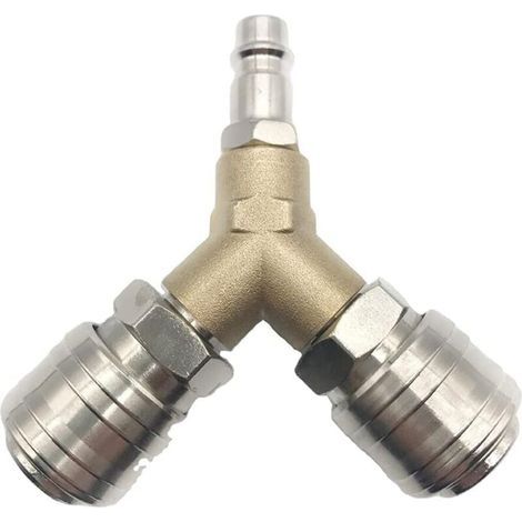 Distributeur d'air comprimé, connecteur d'air comprimé, interrupteur d'air comprimé, avec deux raccords filetés de 1/4 de pouce, en laiton résistant à la rouille. (1/4)