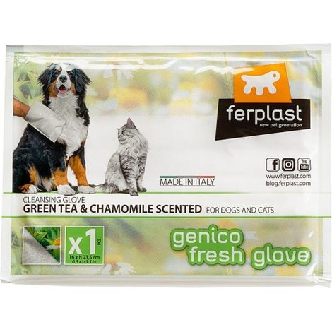 Ferplast GENICO FRESH GLOVE Lingette nettoyante humide pour chiens et chats . Variante GENICO FRESH GLOVE - Misure: 16 x h 23 cm -