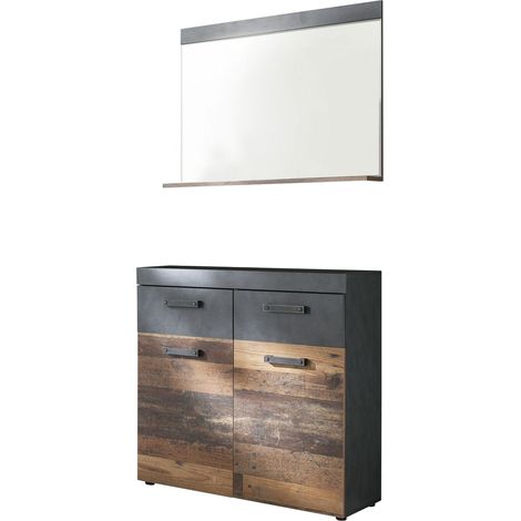 Irwin Agencement d'armoire F, style gris Matera, look vieux bois. (1/3)